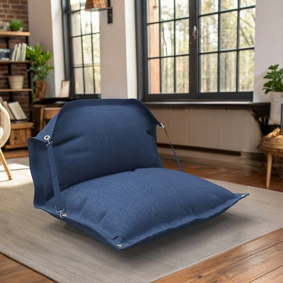Covers & all Stylish Flat Bean Bag with Grommets and Belts, Olefin Fabric, UV Resistant for Bean Bag Lounger - Navy Blue (M, 61 L × 45 W × 8 H inch)(Beans not included)