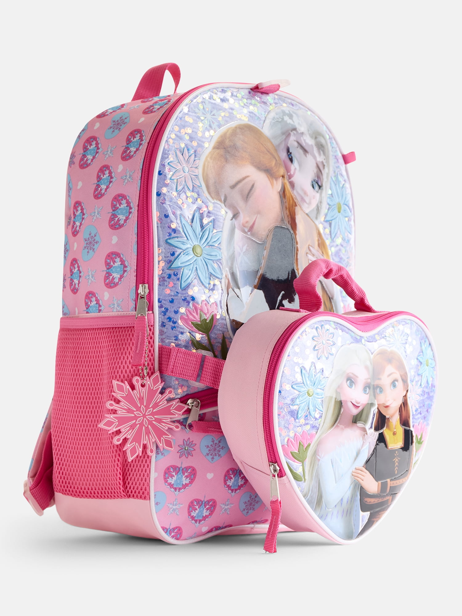 Disney Frozen Elsa and Anna Sequined Backpack Set with Lunch Bag, 6 Piece