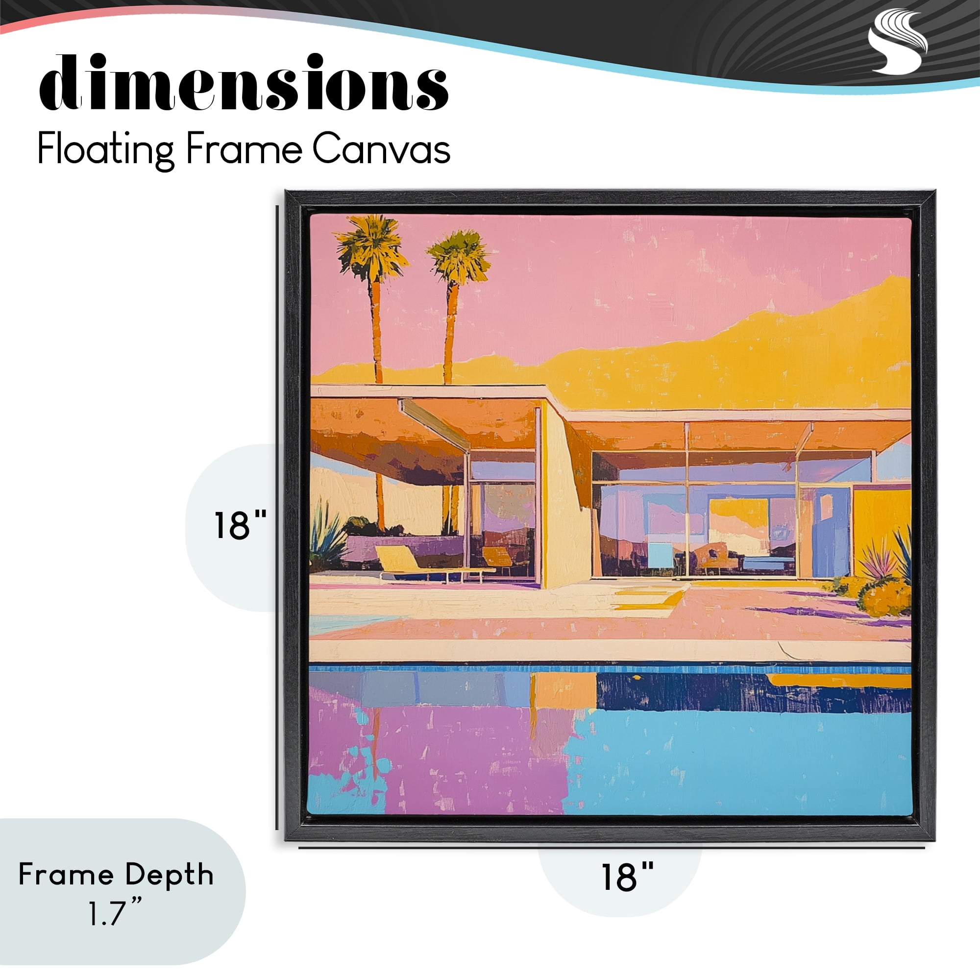 Stupell Industries Vivid Villa at Sunset Black Framed Floater Canvas Wall Art, design by Walker Noble