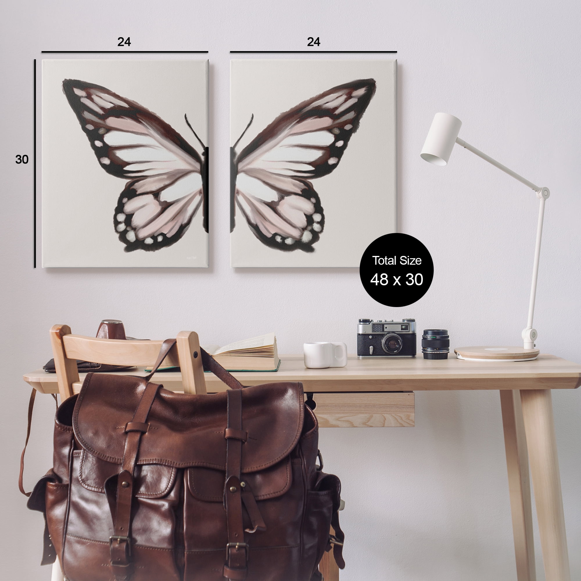 Stupell Muted Symmetrical Butterfly Wings Animals & Insects Painting Gallery Wrapped Canvas Print Wall Art, Set of 2