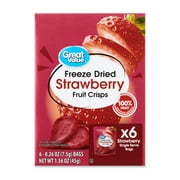 Great Value Freeze Dried Strawberry Fruit Crisps, 0.26 oz, 6 Count