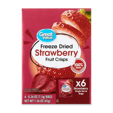 Great Value Freeze Dried Strawberry Fruit Crisps  0.26 oz  6 Count