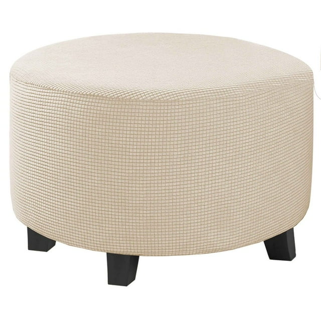 CHOK 2024 Ottoman Cover Thick Stretch Low Bench Cover Solid Color Jacquard Footrest Stool Protector Sofa Cover For Living Room-Red-Small
