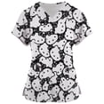 thumbnail image 2 of Scrub Top Women Short Sleeve V-neck Tops Nurse Uniform Hello Kitty Print Working Blouse Ladies T-shirts uniforme enfermera mujer, 2 of 7