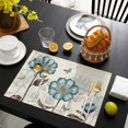 thumbnail image 3 of Blue Tulip Placemats Set of 8, Vintage Floral Leaves Butterfly Plants Beige Placemats for Dining Table, Place Mats for Kitchen Tabletop, Waterproof Wipeable Dining Table Mats Set, 3 of 9
