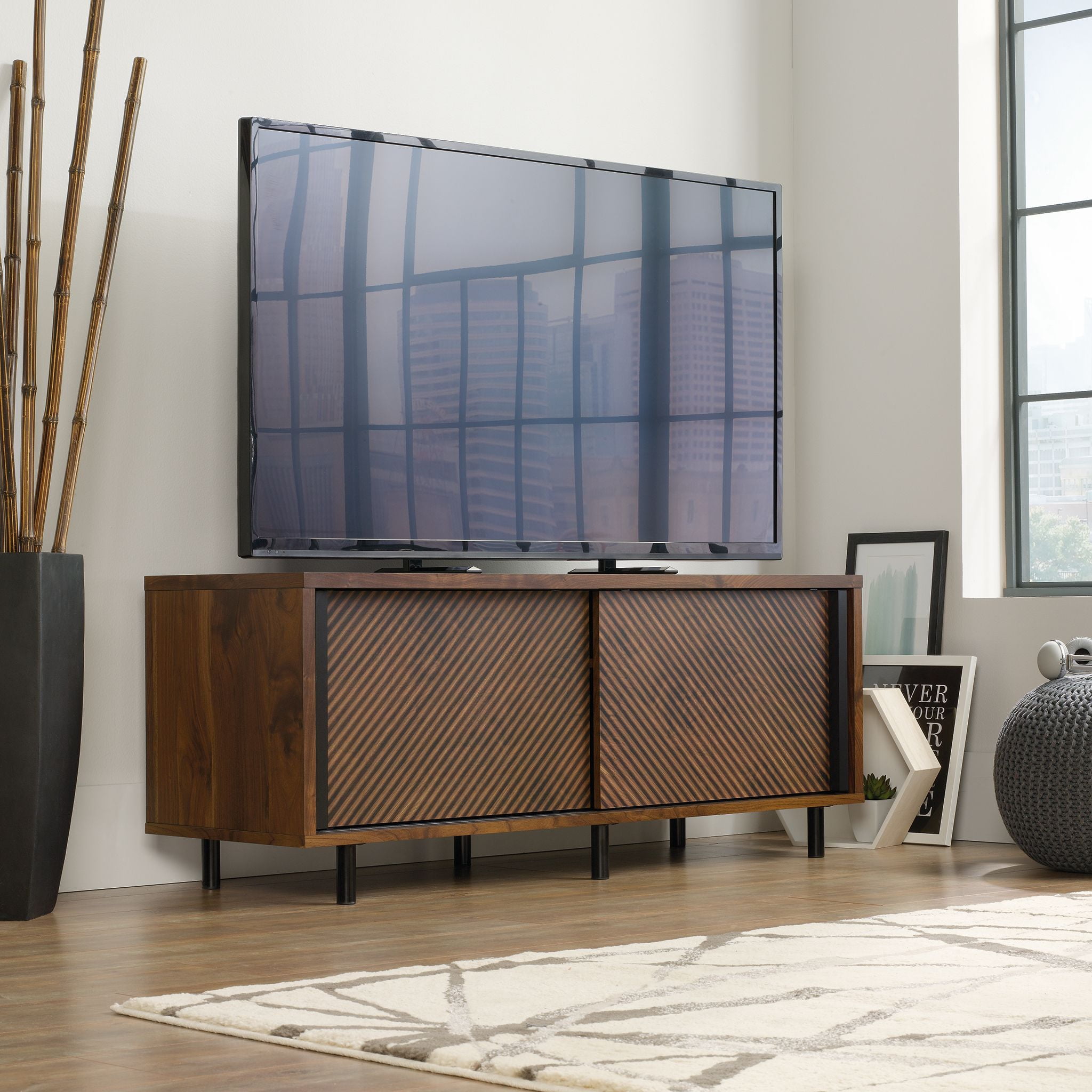Sauder Harvey Park TV Stand for TVs up to 60", Grand Walnut Finish