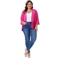 thumbnail image 3 of DARING DIVA Plus Size Open Front 3/4 Sleeve Sheer Lace Cardigan 4X Hot Pink, 3 of 6
