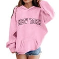 thumbnail image 5 of Hoodie City Name Letter Print Pink Hoodie Long Sleeve Casual Basic Pullover Sweatshirt Hoodie Fall Winter Clothes Toddler Boys Clothes 4T, 5 of 7