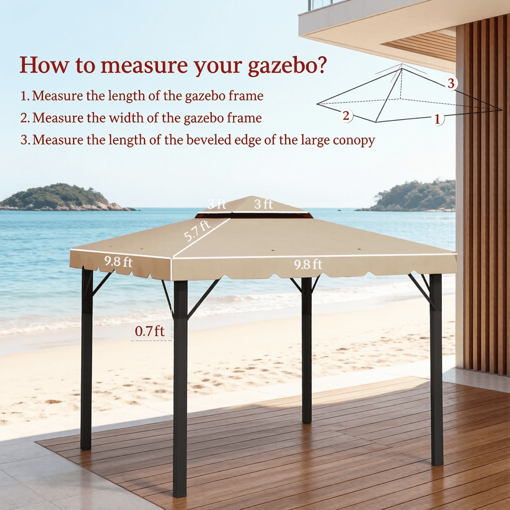 Outdoor Shelter Cover, Replacement Gazebo Top Cover with Double-Tier Ventilation Design, Garden Replacement Canopy Cover (Only Including Replacement Gazebo Top Cover)