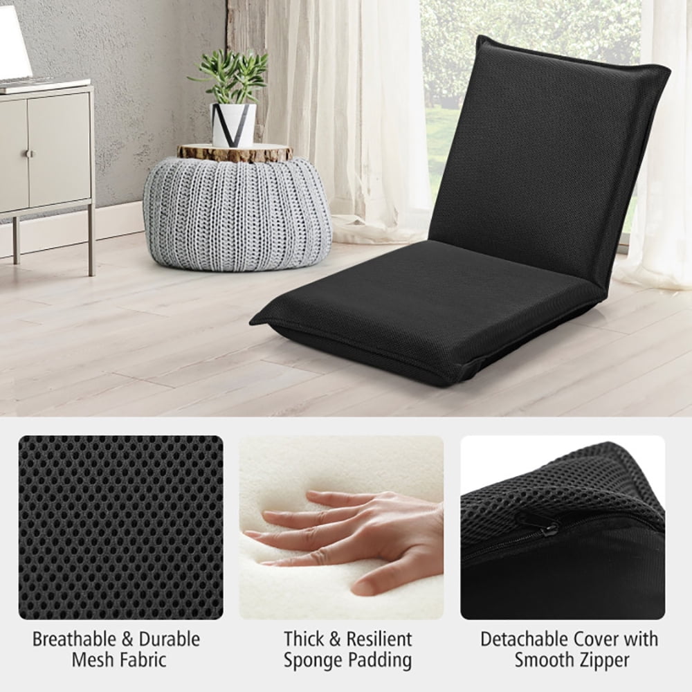 Finihen Floor Chair, Folding Lazy Sofa Chair, Adjustable 6 Positions Folding Lazy Man Sofa Chair, for Living Room, Bedroom, for Gaming, Reading, Black Finihen Floor Chair, Folding Lazy Sofa Chair, Adjustable 6 Positions Folding Lazy Man Sofa Chair, for Living Room, Bedroom, for Gaming, Reading, Black