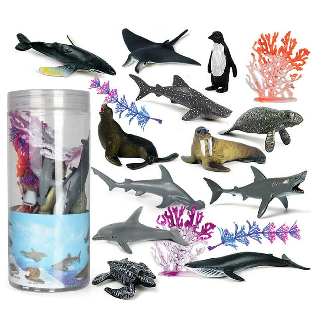 Juego de juguetes de animales marinos para niños, 16 Uds., figuras de animales marinos, juego de juguetes oceánicos para amantes del mar, juguetes educativos, regalo para niños