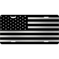 Subdued Black and Silver USA Flag License Plate Novelty Auto Car Tag Vanity Gift American Patriotic US