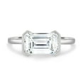 thumbnail image 2 of 2.00Ct Emerald Cut Lab-Grown Diamond East West Half Bezel Engagement Ring, 14K White Gold, US 5.5, 2 of 8