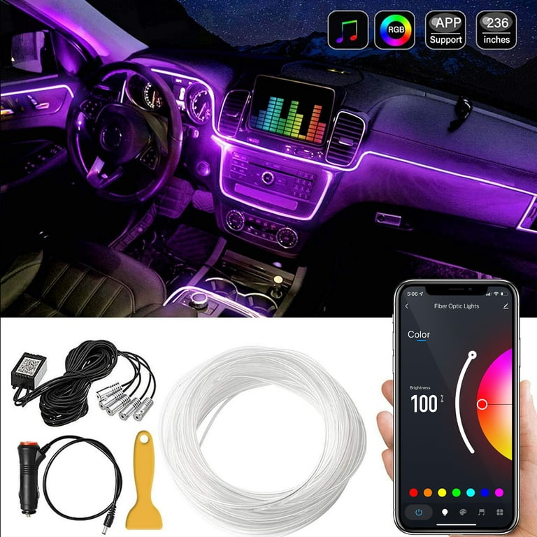 Monster Bluetooth Sound Reactive RGB LED Fiber Optic Car Interior