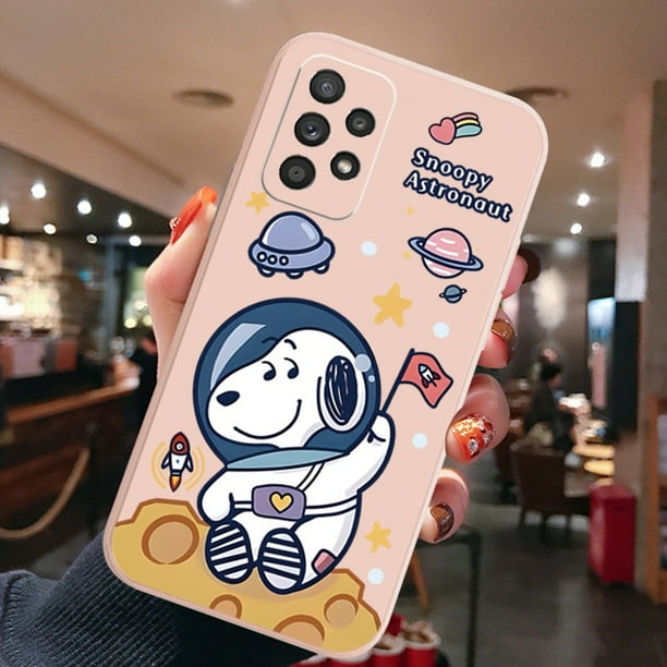 Funda Protectora Len Para Samsung Galaxy S22 Ultra S21 FE A33 A53 A73 A03S M32 M22 Doraemon Snoopy Astronauta De Borde Cuadrado
