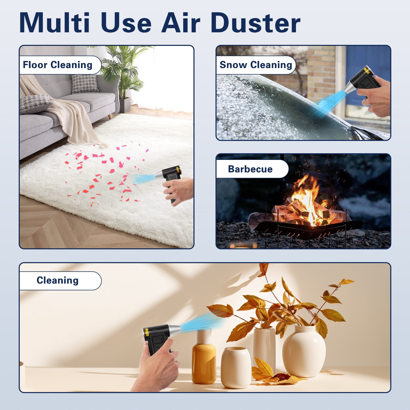 Compressed Air Duster 80000RPM Electric Air Duster, Mini Air Blower Rechargeable Cordless Keyboard Cleaning Jet Dry Blower for Car, PC and Home Cleaning Kit Replaces Compressed Air Can