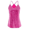 thumbnail image 3 of JIAYUE Women's Tank Tops Sequin Sleeveless Solid Color V Neck Shiny Glitter For Party Club Evening Wear Leisure Female Camisole, 3 of 3