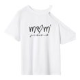 thumbnail image 2 of Camiseta para mujer, camisetas para mujer, camisetas de manga corta, ropa de calle informal con cuello redondo, camisetas para el día de la madre para Blanco, 2 of 8