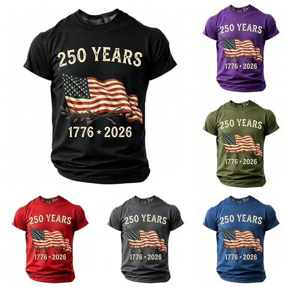 Huowey Kids 4Th Of July T-Shirt Boys Stylish Patriotic Graphic Short Sleeve Round Neck Us National Flag Print Casual Clothes Tops 1776-2026 Holiday Outdoor Celebrate Independence Day Tee,2-3 Years