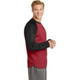thumbnail image 3 of Sport-Tek Sport Wick Raglan Colorblock Fleece Crewneck-3XL (Deep Red/ Black), 3 of 6