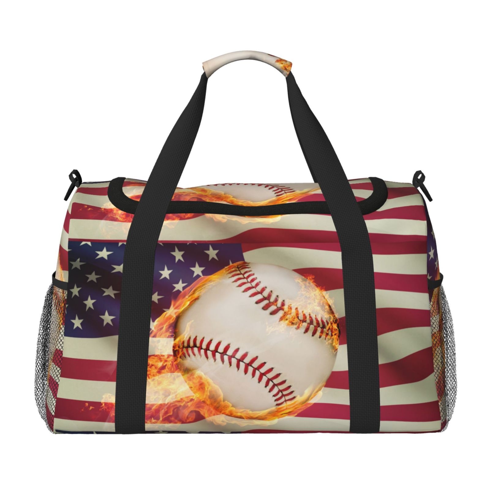 Horeoi Baseball Ball With Flag for Travel Duffle Bag with Adjustable Strap - Large Capacity Hand Carry for Gym Sports Outdoor