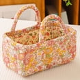 thumbnail image 2 of Floral Quilted Storage Basket with Handles, Decorative Fabric Storage Bin for Home Organization, Lightweight Container for Blankets Magazines Crafts, Multipurpose Basket for Living Room Bedroom, 2 of 6