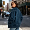 thumbnail image 6 of uublik Faux Suede Jackets for Women Navy Long Sleeve Casual Zip Up Coat Trendy Fall Clothes, 6 of 7