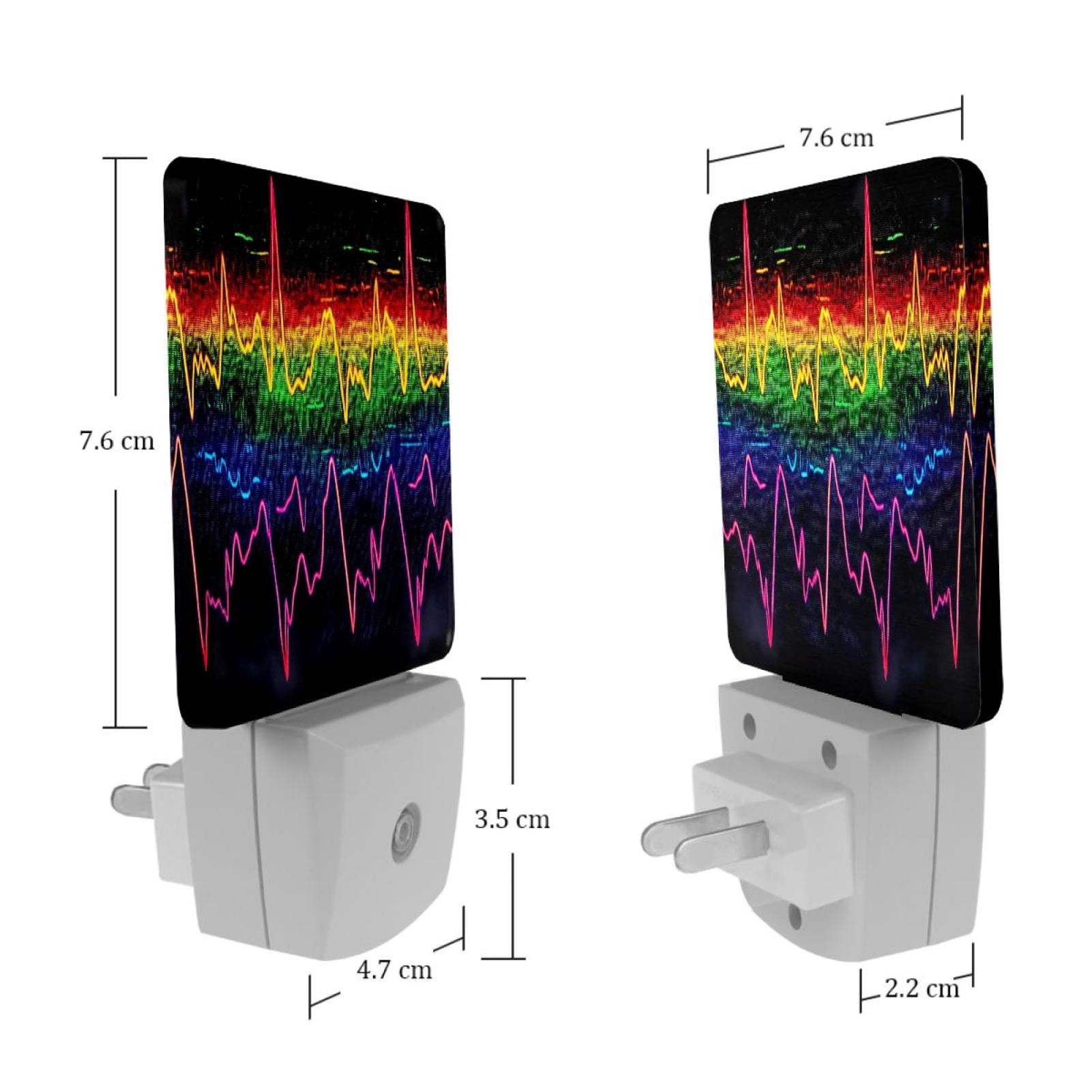PhooArto Rainbow Electrocardiograms Plug in LED Night Light Auto Sensor Dusk to Dawn Decorative Night for Bedroom, Bathroom, Kitchen, Hallway, Stairs, Baby's Room, Energy Saving