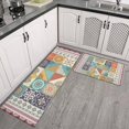 thumbnail image 2 of Multicolor Ethnic Floral and Butterfly Pattern Kitchen Rugs Sets Of 2,Anti Fatigue Kitchen Mat Rugs Non Slip Washable,Decorative Kitchen Floor Mats for Kitchen,Sink,Laundry,17"x30"+17"x47", 2 of 7