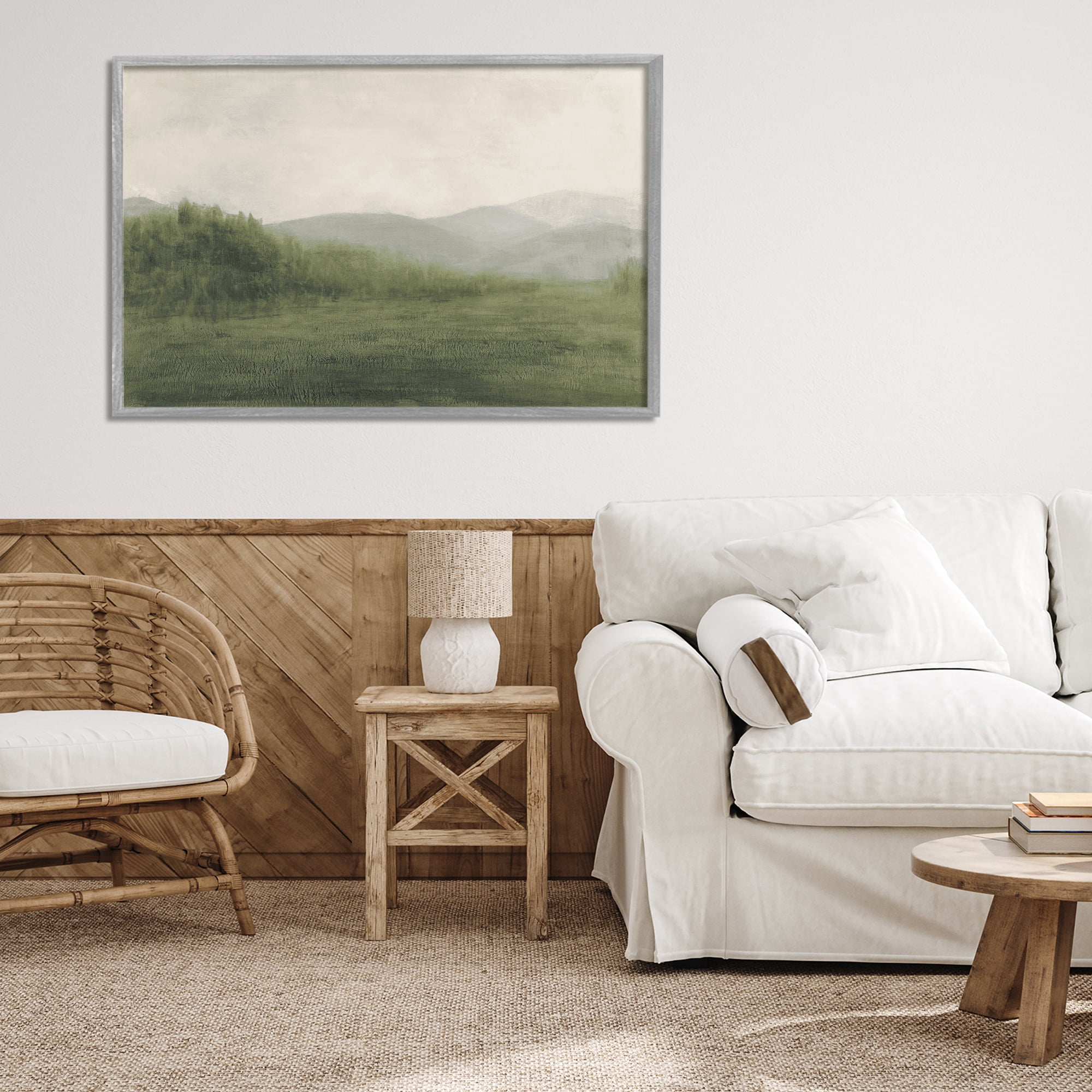 Stupell Industries Fog Green Countryside Gray Framed Giclee Art, design by Walt Johnson