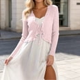 thumbnail image 7 of Hilenly Bolero Shrug for Women Long Sleeve Tie Front Ruffled Shrugs for Dresses Knit Cropped Cardigan, 7 of 7
