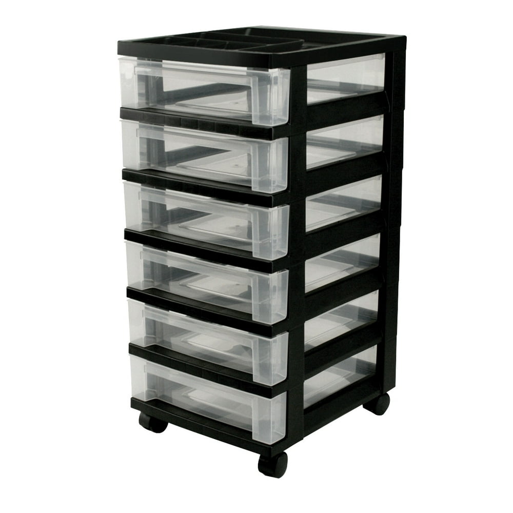 Iris 6-Drawer Storage Box, Black 7 Clear - Walmart.com - Walmart.com