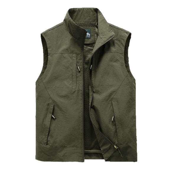 Daolelai Men's Casual Jacket 6 Pocket Workwear Sleeveless Casual Jacket Solid Color Fishing Vest
