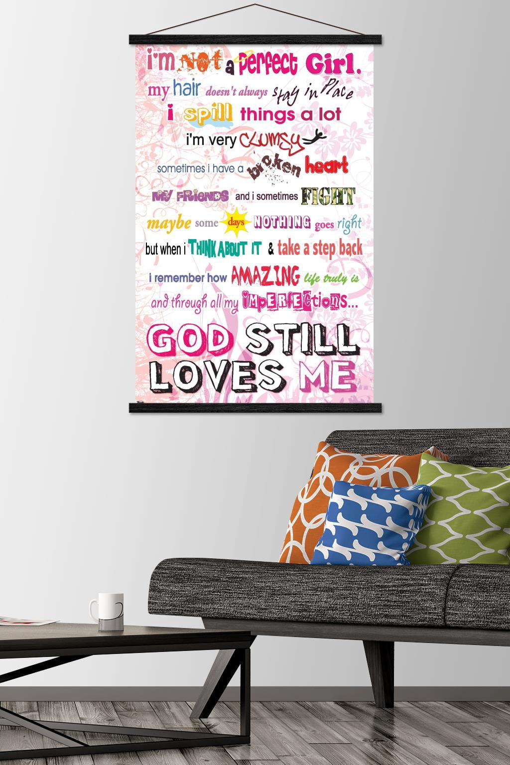 I'm Not Perfect Wall Poster with Wooden Magnetic Frame, 22.375" x 34"
