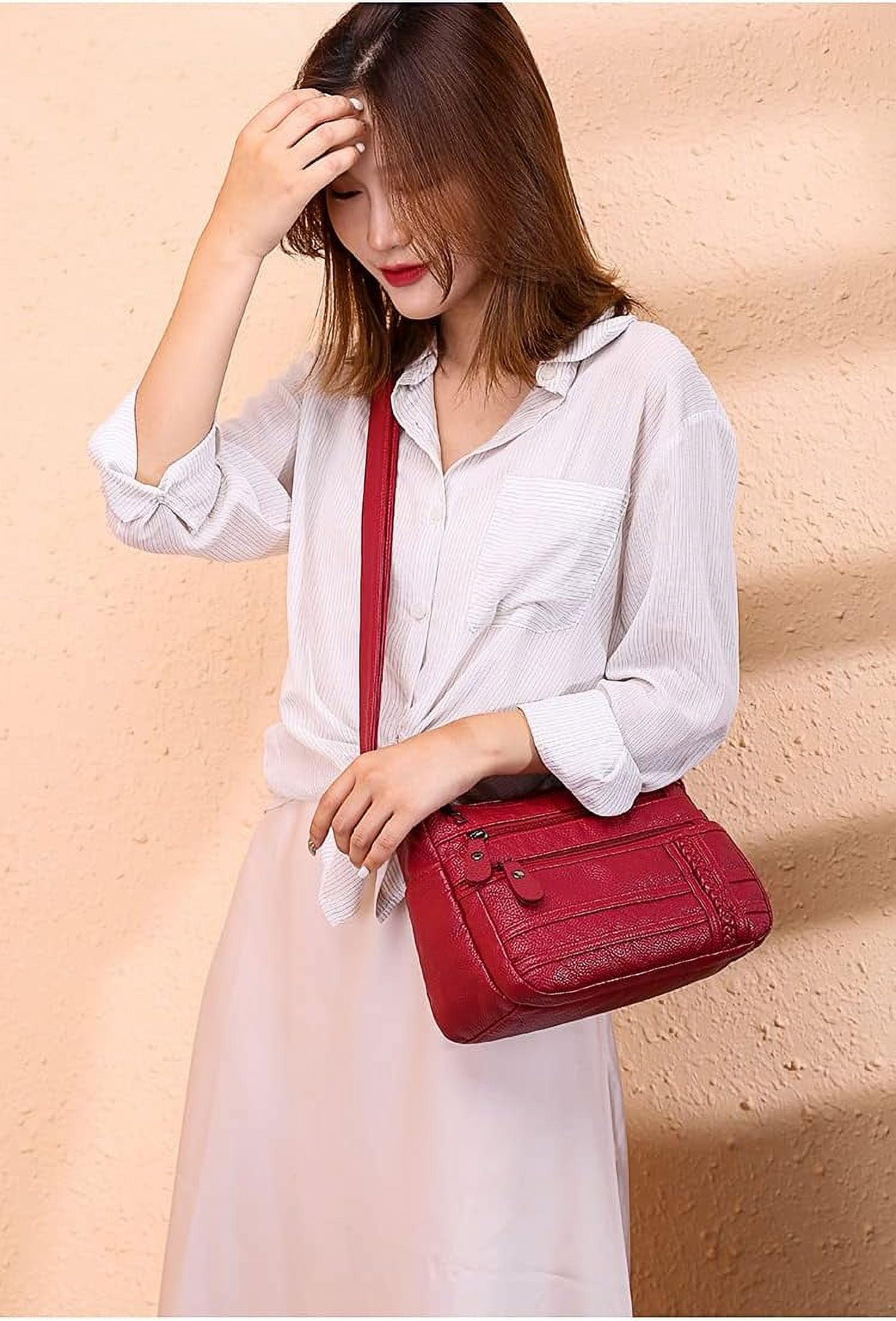 Shoulder Bag for Women, Soft PU Leather Purses with Multi Pockets Crossbody Bag Pocketbooks for Daily Use Travel