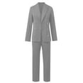 thumbnail image 6 of Breezora Women's Long Sleeve Cardigan and Pants Suit Set Office Work Professional Outfit Elegant Two Piece Business Casual Wear S Size Grey, 6 of 8