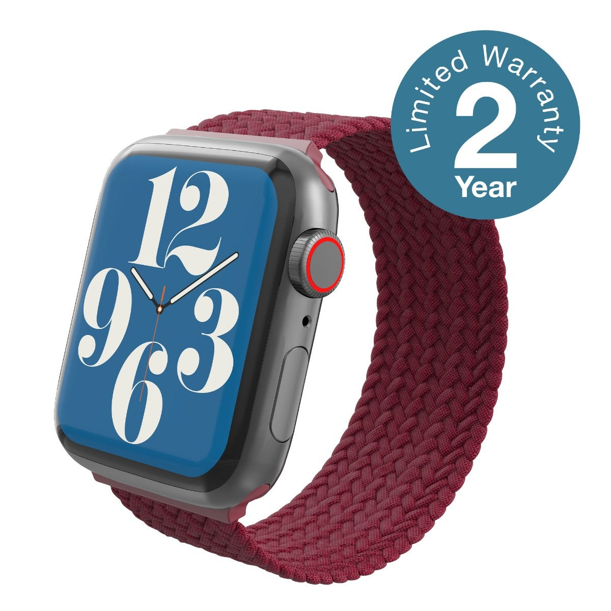 ZAGG Gear4 Braided Stretchy Solo Loop Band – MD – Wine - Compatible with Apple Watch 42mm 44mm 45mm, Elastic Strap Wristbands for iWatch Series 7/6/SE/5/4/3/2/1, Wine Red, Medium (705009509) - image 3 of 5