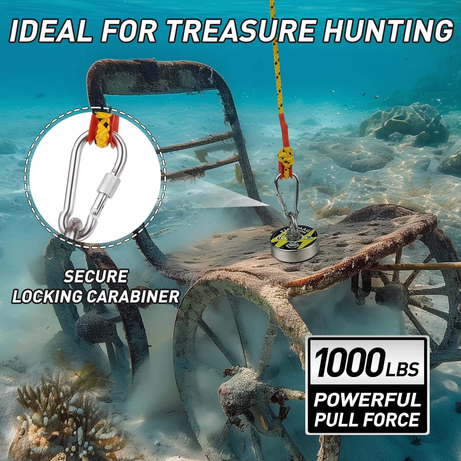 FINDMAG Magnet Fishing Kit, 1000 lbs Strong N52 Magnet for Fishing, Diameter 2.95inch(75mm), Fishing Magnet with Case, Gloves, 65ft Rope, Backpack, Scraper, 10 Piece Complete Set Fishing Magnet Kit