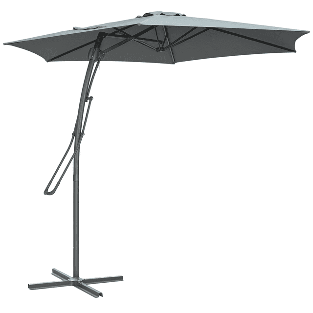 Outsunny Parasol Déporté de Patio 10 Pieds avec Base, Gris Foncé