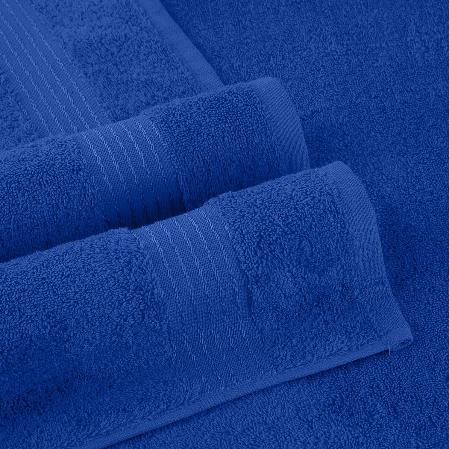 Discount Cotton 6-Piece Towel Set, Includes 2 Washcloths, 2 Hand Towels and 2 Bath Towels, 100% Turkish Cotton - Highly Absorbent and Super Soft Towels for Bathroom, Royal Blue