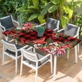 thumbnail image 2 of Cardinal Bird Table Cloths for 6 Foot Rectangle Tables, Poinsettia Pine Cones Berry Flowers Red Plaid Patio Waterproof Elastic Fitted Tablecloths, Washable Rectangular Table Cover for Camping, 2 of 8