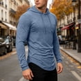 thumbnail image 4 of HAYIMI Men Solid Color Hooded Sweatshirt Casual Long Sleeve Comfortable Streetwear Soft Lined Warm Shirts Everyday Oversized Leisure Tops Streetwear, 4 of 6