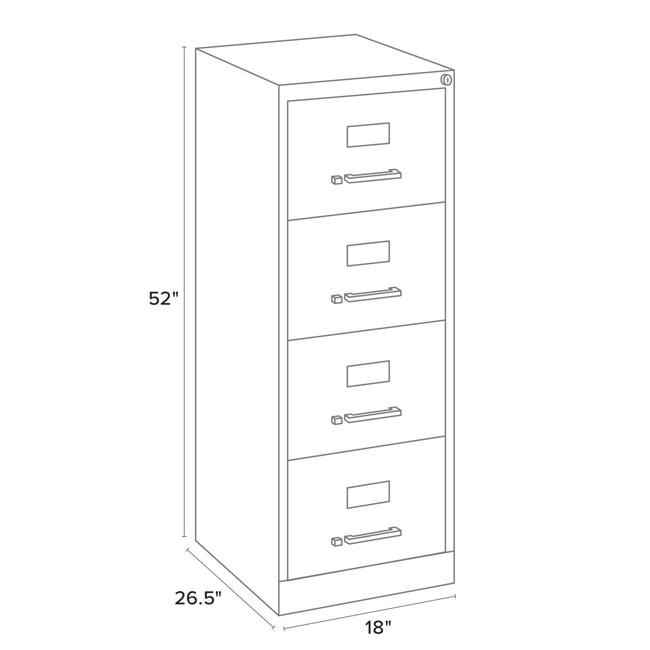 Hirsh Pro 4 Drawer Legal Locking Metal Vertical File Cabinet, 26.5" Deep, Gray