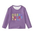 thumbnail image 3 of Wuxian Girls 100 Days Of School Shirt Letter Graphic Print Casual Short Sleeve Tee Loose Fit Round Neck Cute Carnival Top Summer Fashionable Cozy Basic Tee Casual Tee Tops,Purple,11-12 Years, 3 of 3
