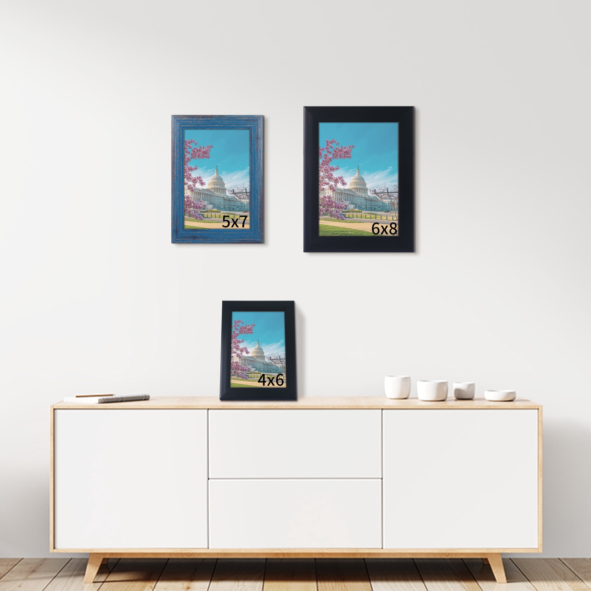 Unique Bargains Picture Frame for Wall Hanging and Tabletop Display Black 5x7