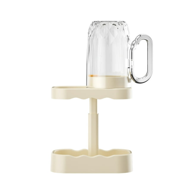 Toothbrush And Tooth Cup Storage Rack For Bathroom Countertop With Drainage Function 13.5 cm x 8 cm x 26.5 cm Plastic Rack In Blue Beige Or White
