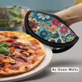 thumbnail image 4 of ZIATUBLES 2 Pieces Boho Floral Print Pot Holders Oven Mitts 2-in-1 Heat Resistant Hot Mats with Breathable Cotton-Like Liner Non-Slip Quilted Liner Trivets Kitchen 8 Inch Round Decor, 4 of 7