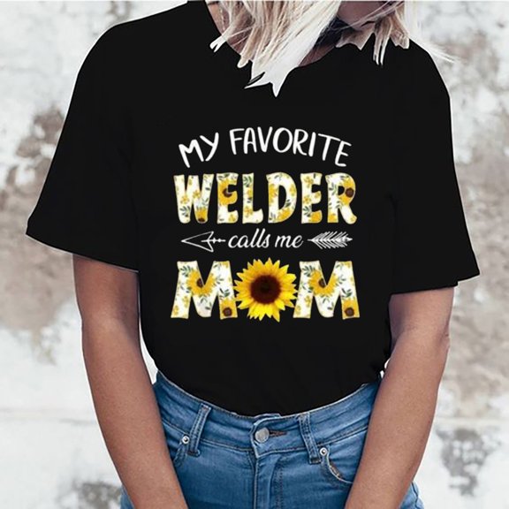 EQWLJWE My Favorite Welder Mom Funny Noun Welding Welders Gift Men T-Shirt