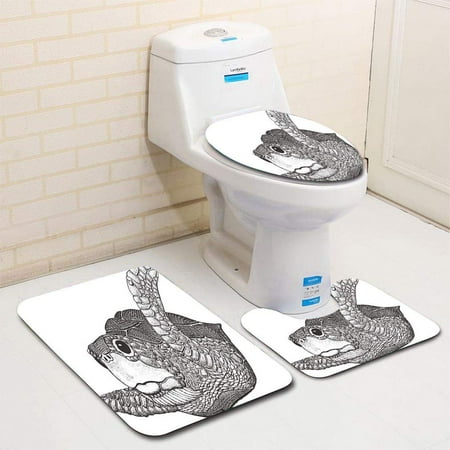 Sea Turtle Bathroom Rug PUDMAD Sea Turtle Engraving 3 Piece Bathroom Rugs Set Bath Rug Contour Mat and Toilet Lid Cover ()
