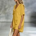 thumbnail image 4 of Qiopertar Summer Dresses for Women Boho Vacation Beach Dress Button Down V Neck Short Sleeve Loose Flowy Slit Casual Party Sundress, Yellow S, 4 of 7